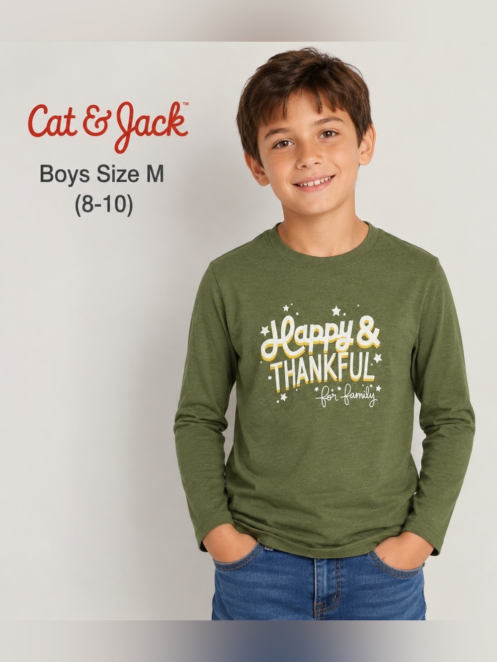 Cat & Jack Green 'Happy & Thankful' Long Sleeve Tee
Thanksgiving/size M